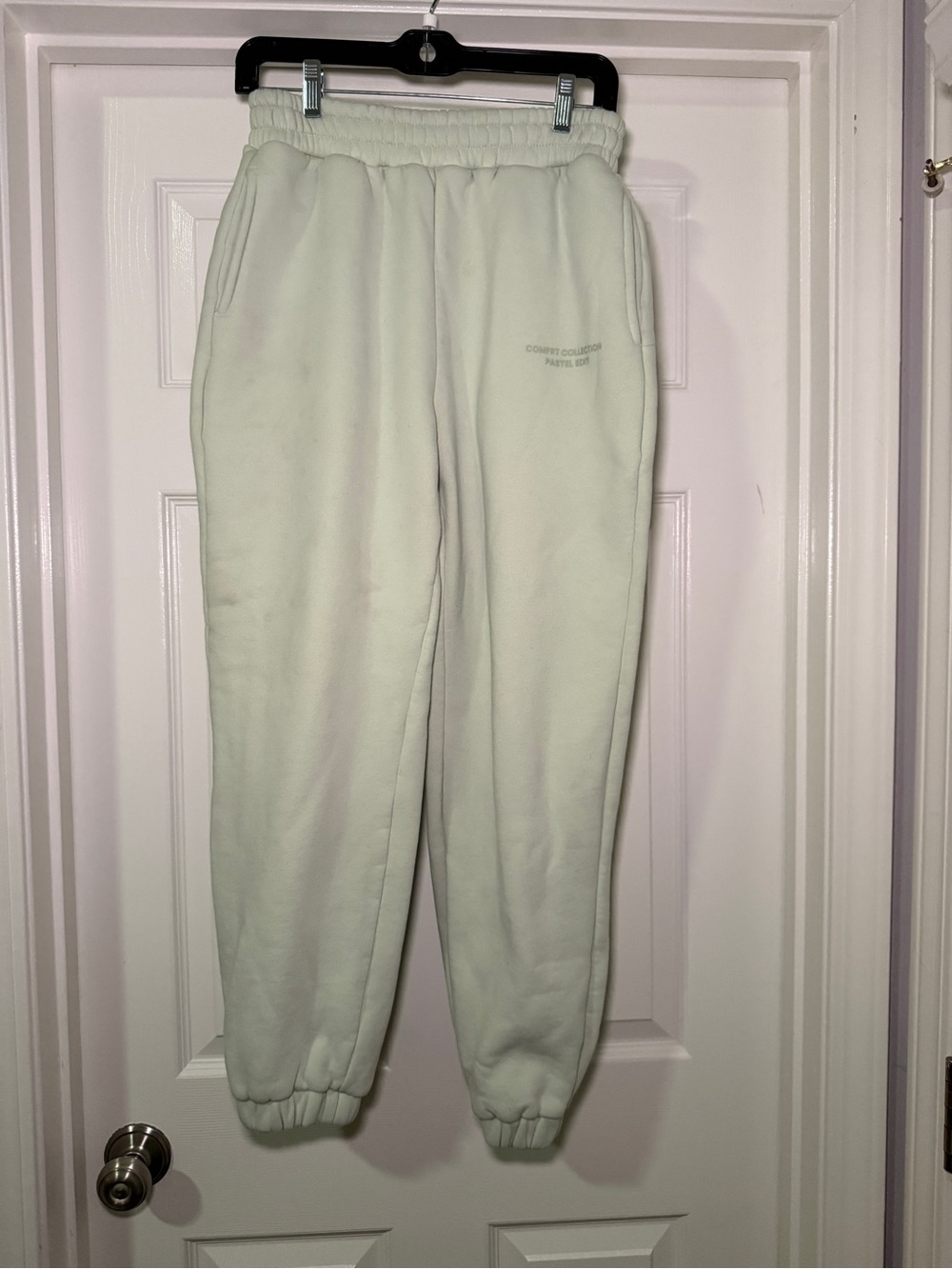 Women's Comfrt Pastel Green Fleece Jogger Pants - Cozy Track Sweatpants S